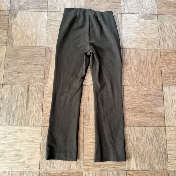 Vince XS High-Rise Stretch Flare Crop Pants Olive Night Green Work Career - Picture 3 of 12